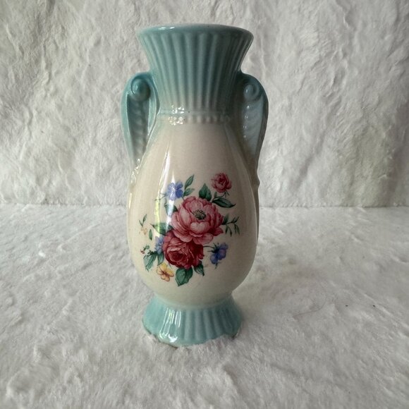 Royal Copley Other - Vintage Royal Copley Vase 20th Century Shabby Chic Cottage Floral Blue Pink 7"